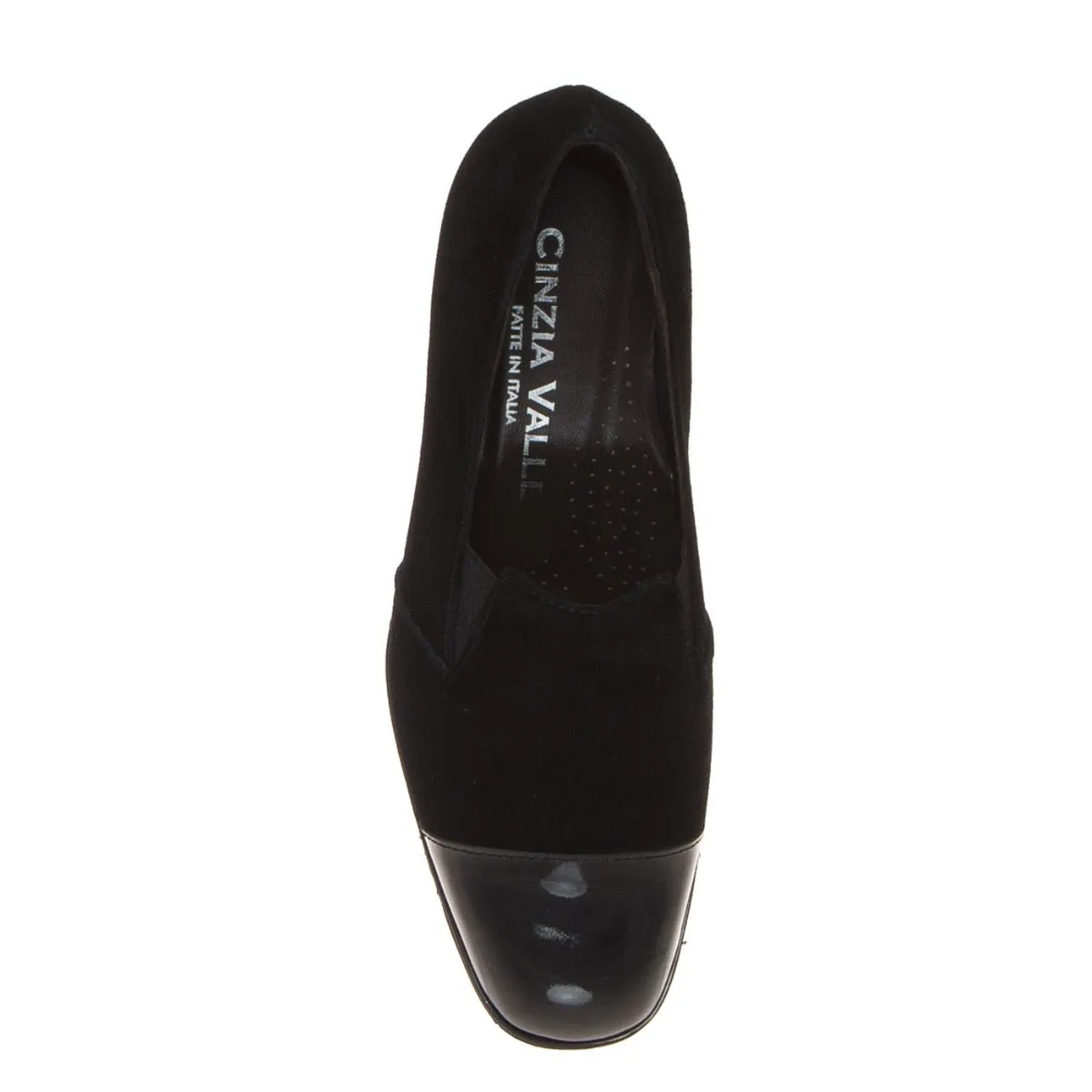 CINZIA VALLE 8764 DECOLLETE DONNA CAMOSCIO VERNICE NERO  
