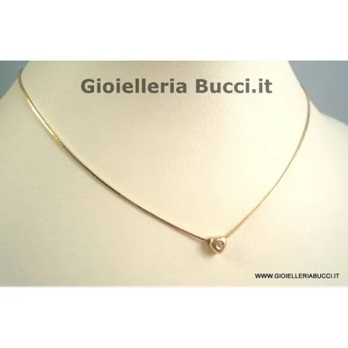 COLLANA PUNTO LUCE DA DONNA IN ORO GIALLO 18 KT CON CUORE E ZIRCONE