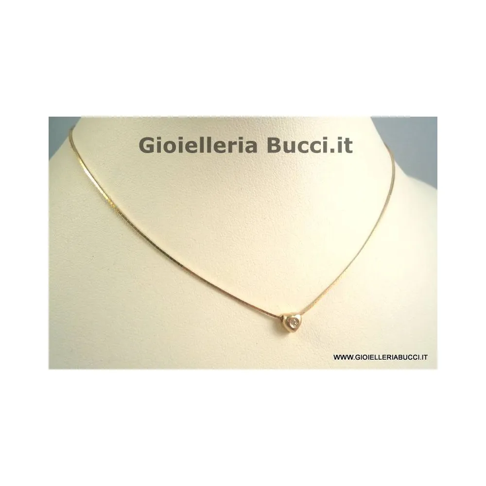 COLLANA PUNTO LUCE DA DONNA IN ORO GIALLO 18 KT CON CUORE E ZIRCONE