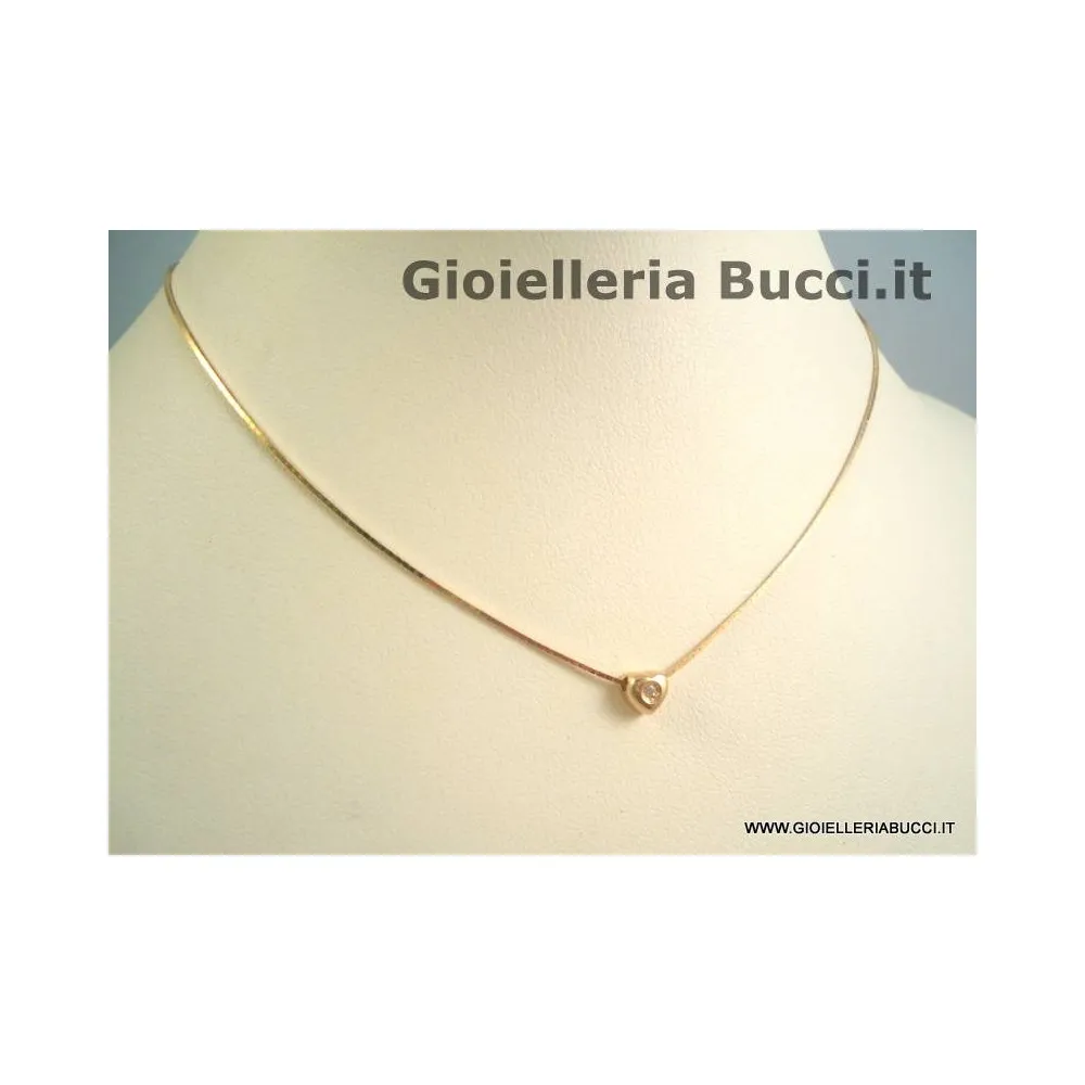 COLLANA PUNTO LUCE DA DONNA IN ORO GIALLO 18 KT CON CUORE E ZIRCONE
