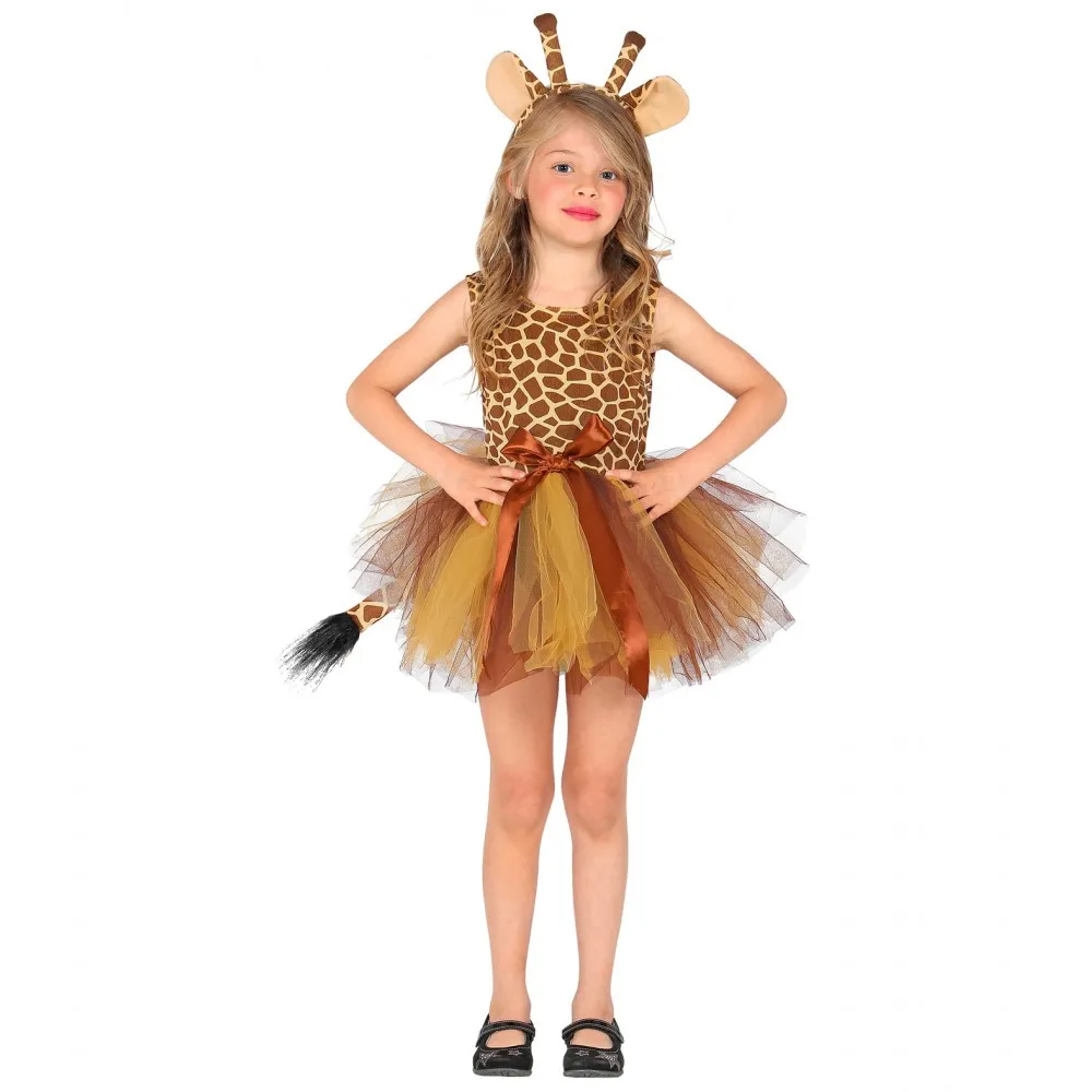 Costume Giraffa Bambina per Feste a Tema, Carnevale, Taglia 3-4 anni, 110cm