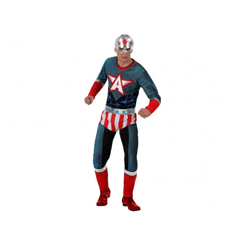 Costume super eroe America uomo taglia XL colroe rosso e blu