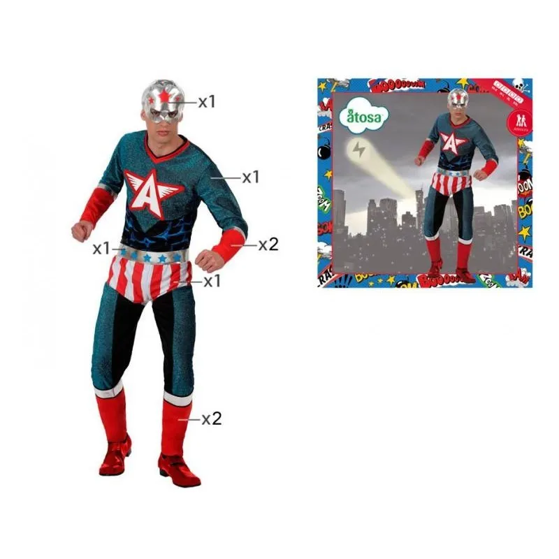Costume super eroe America uomo taglia XL colroe rosso e blu