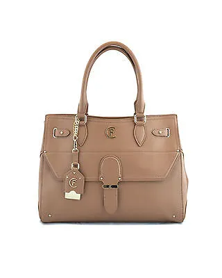 CRISTINAEFFE Borsa a mano effetto saffiano cn ciondolo logo