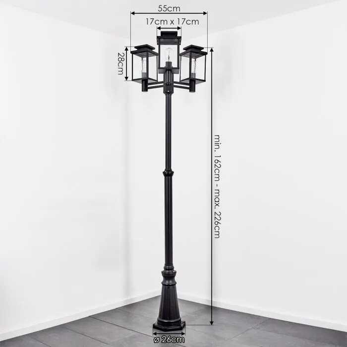 Dalasjo Lampione multibraccia, Illuminazione viale Nero, 3-Luci