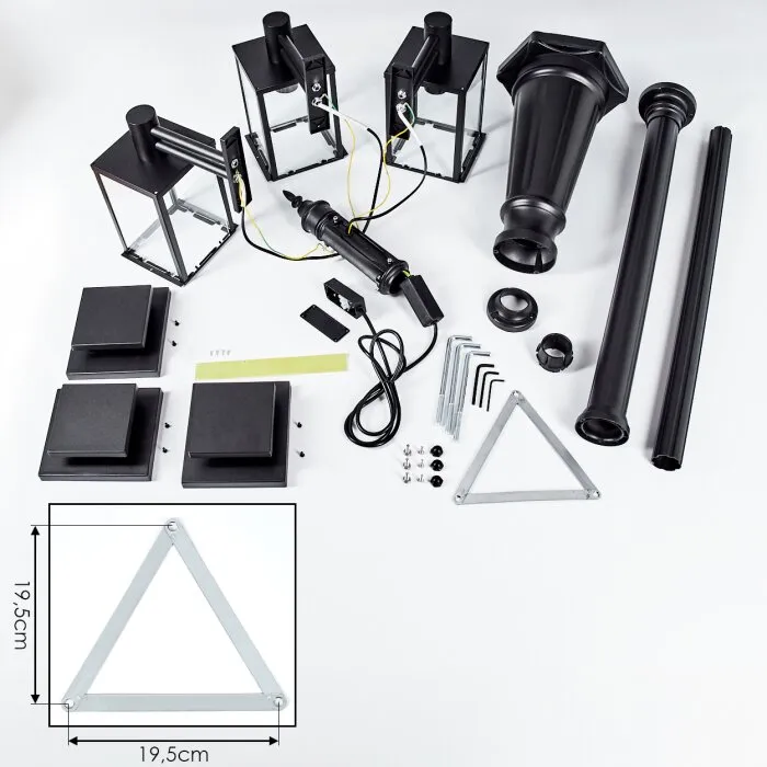 Dalasjo Lampione multibraccia, Illuminazione viale Nero, 3-Luci