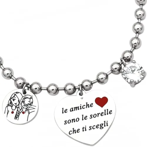 dalcuore Bracciale Amicizia, Ipoallergenico, Idee Regalo Donna Compleanno Amica Migliore Braccialetto Frasi Speciali per Amiche 