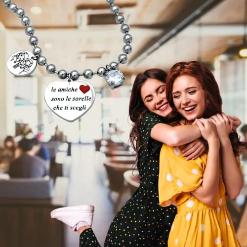 dalcuore Bracciale Amicizia, Ipoallergenico, Idee Regalo Donna Compleanno Amica Migliore Braccialetto Frasi Speciali per Amiche 