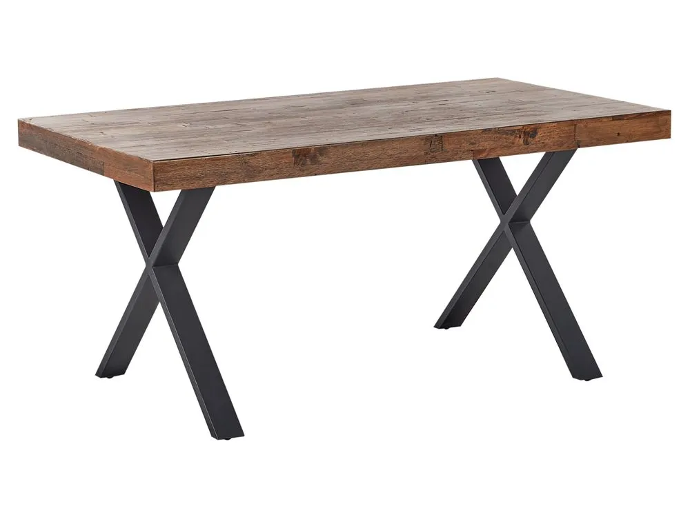 Dining Table CLIFTON Dark Brown 160 cm 90 cm Pine Wood