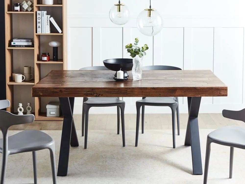 Dining Table CLIFTON Dark Brown 160 cm 90 cm Pine Wood