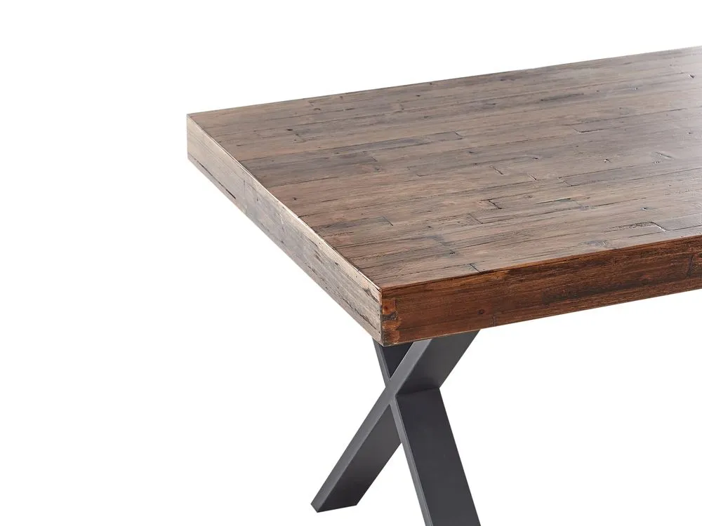 Dining Table CLIFTON Dark Brown 160 cm 90 cm Pine Wood