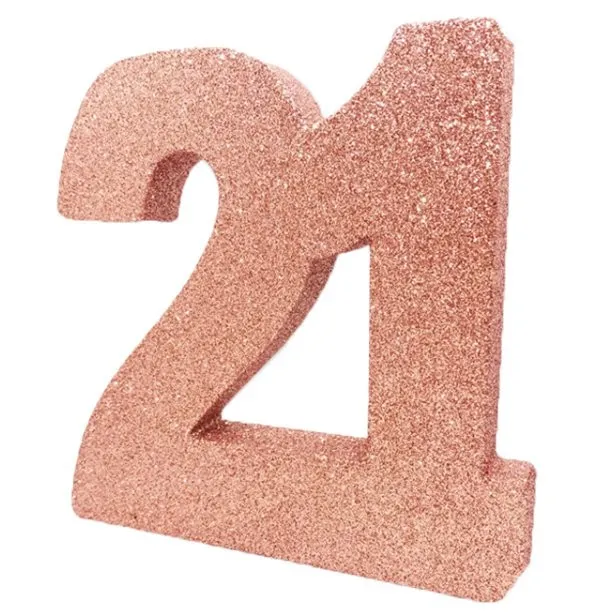 Display scintillante numero 21 in oro rosa
