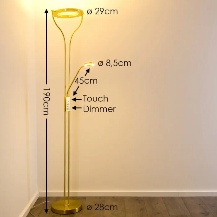 Donna Piantana LED Ottone, 2-Luci
