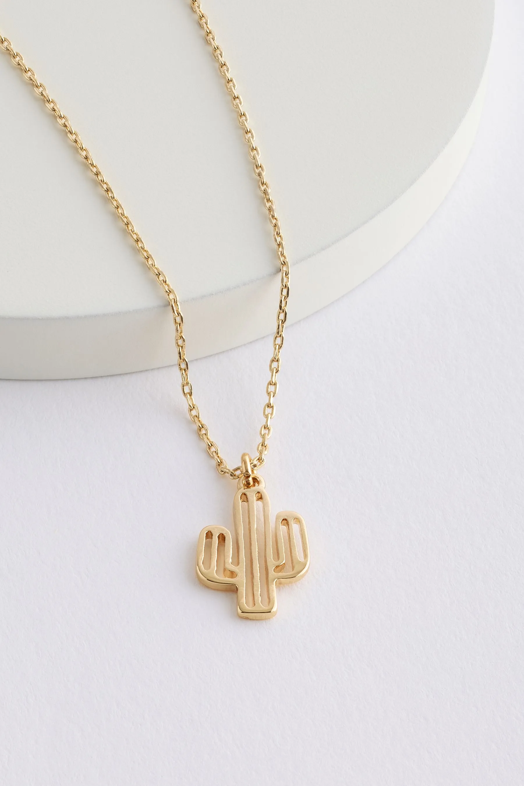Dorato  - Collana con cactus in ottone riciclato e acciaio