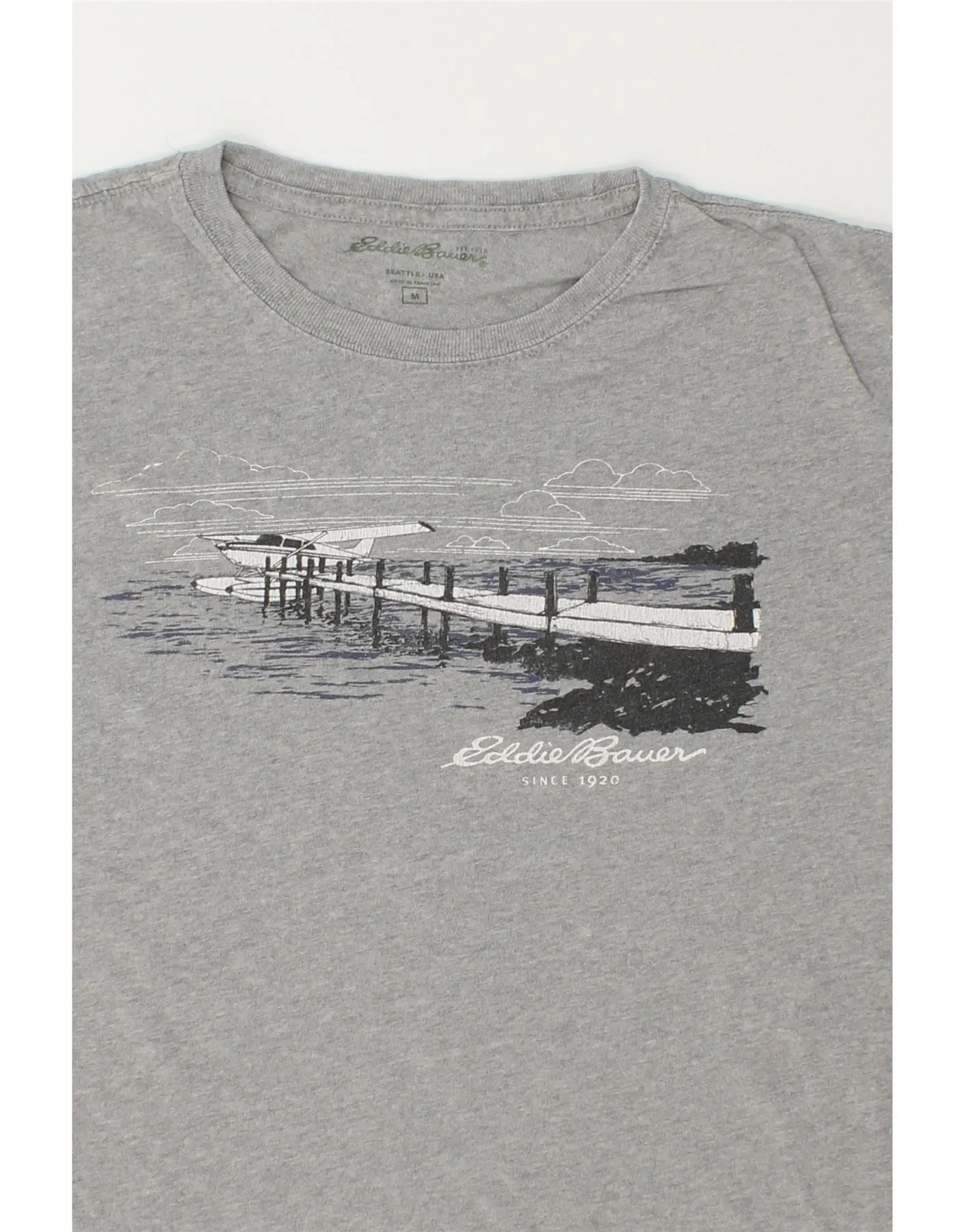 EDDIE BAUER Mens Graphic T-Shirt Top Medium Grey