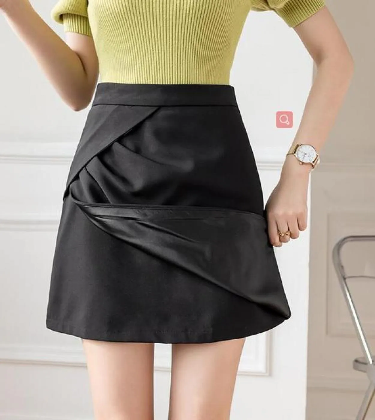 Elegante minigonna a pieghe blu a vita alta Donna Primavera Estate Moda Asimmetria Una linea Gonne corte Casual Office Lady Sk