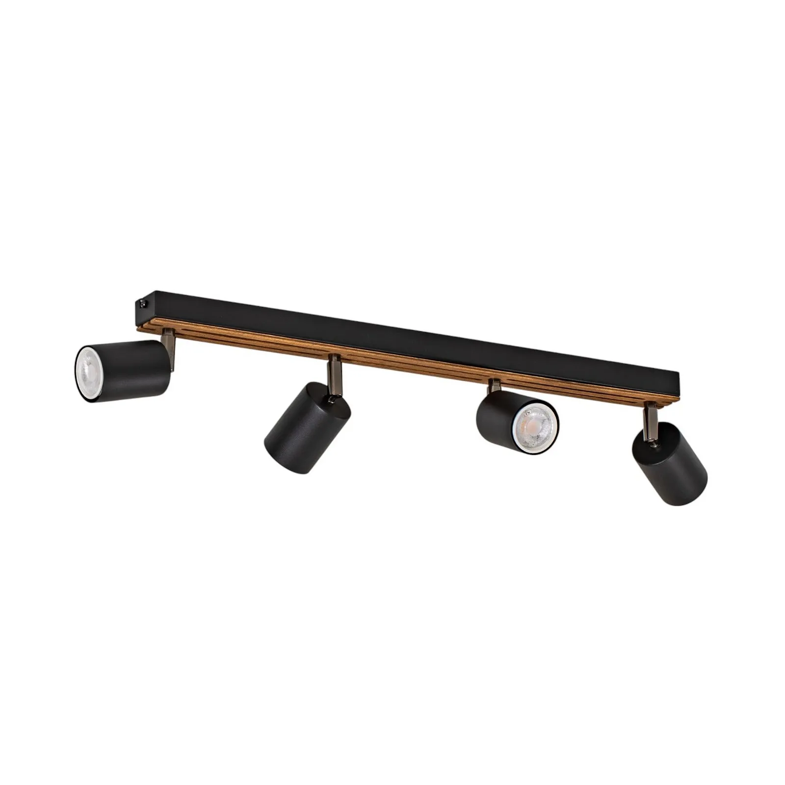 Envostar Tino spot soffitto 4 luci nero/legno