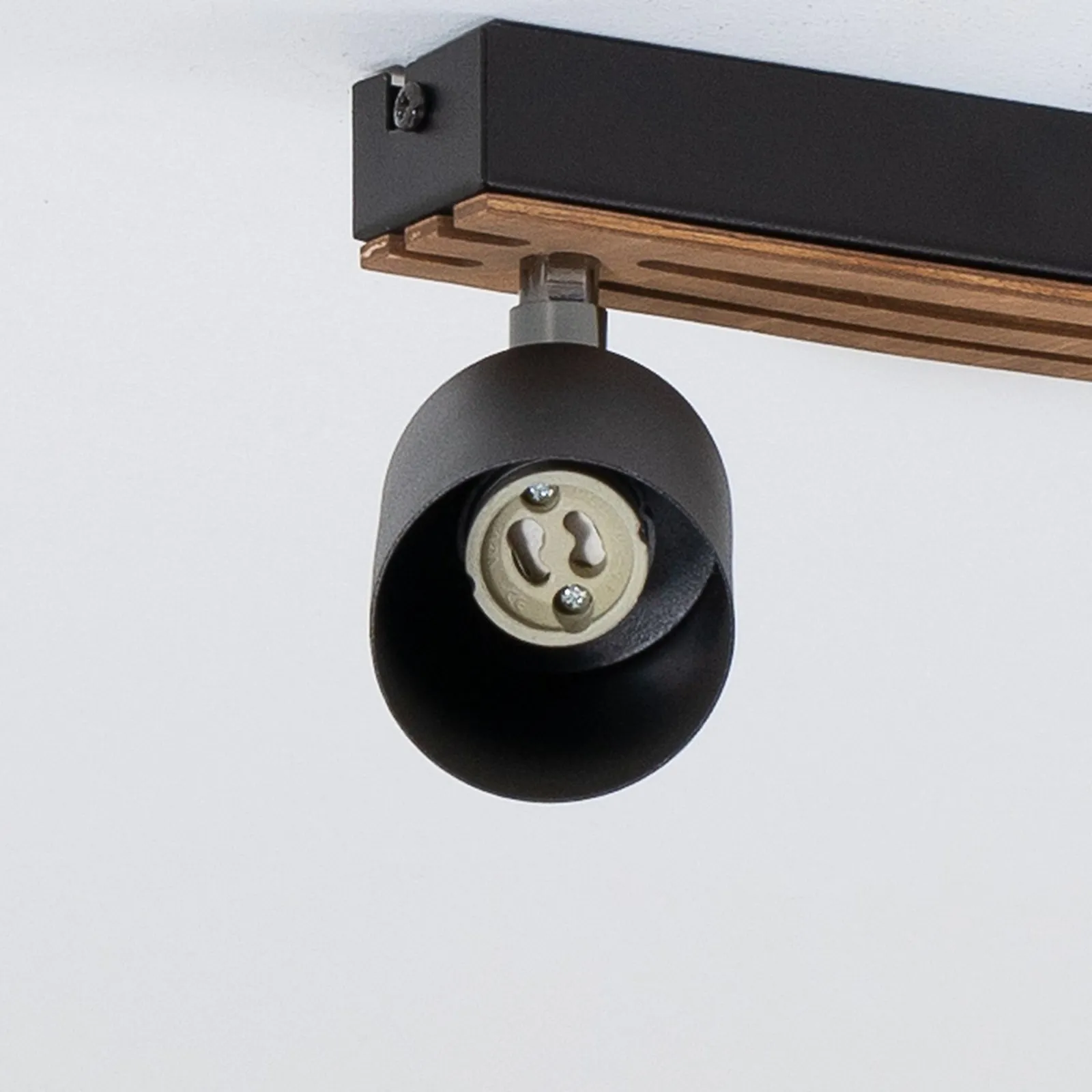Envostar Tino spot soffitto 4 luci nero/legno