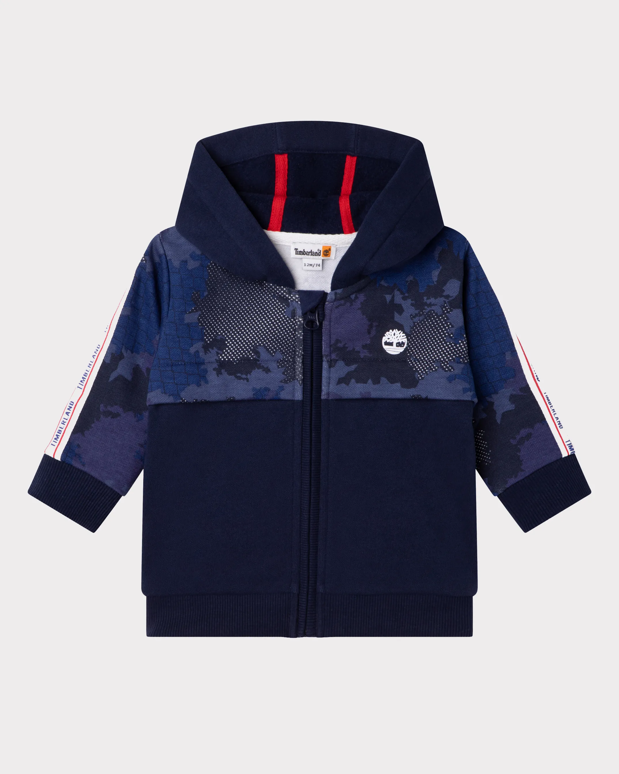Felpa blu con motivo camouflage cappuccio e cerniera 2-4 anni