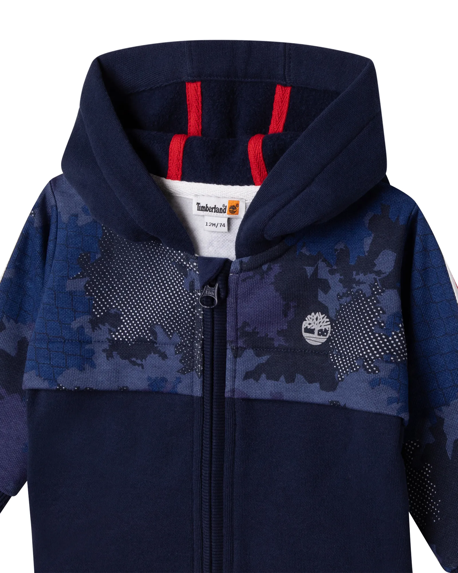 Felpa blu con motivo camouflage cappuccio e cerniera 2-4 anni