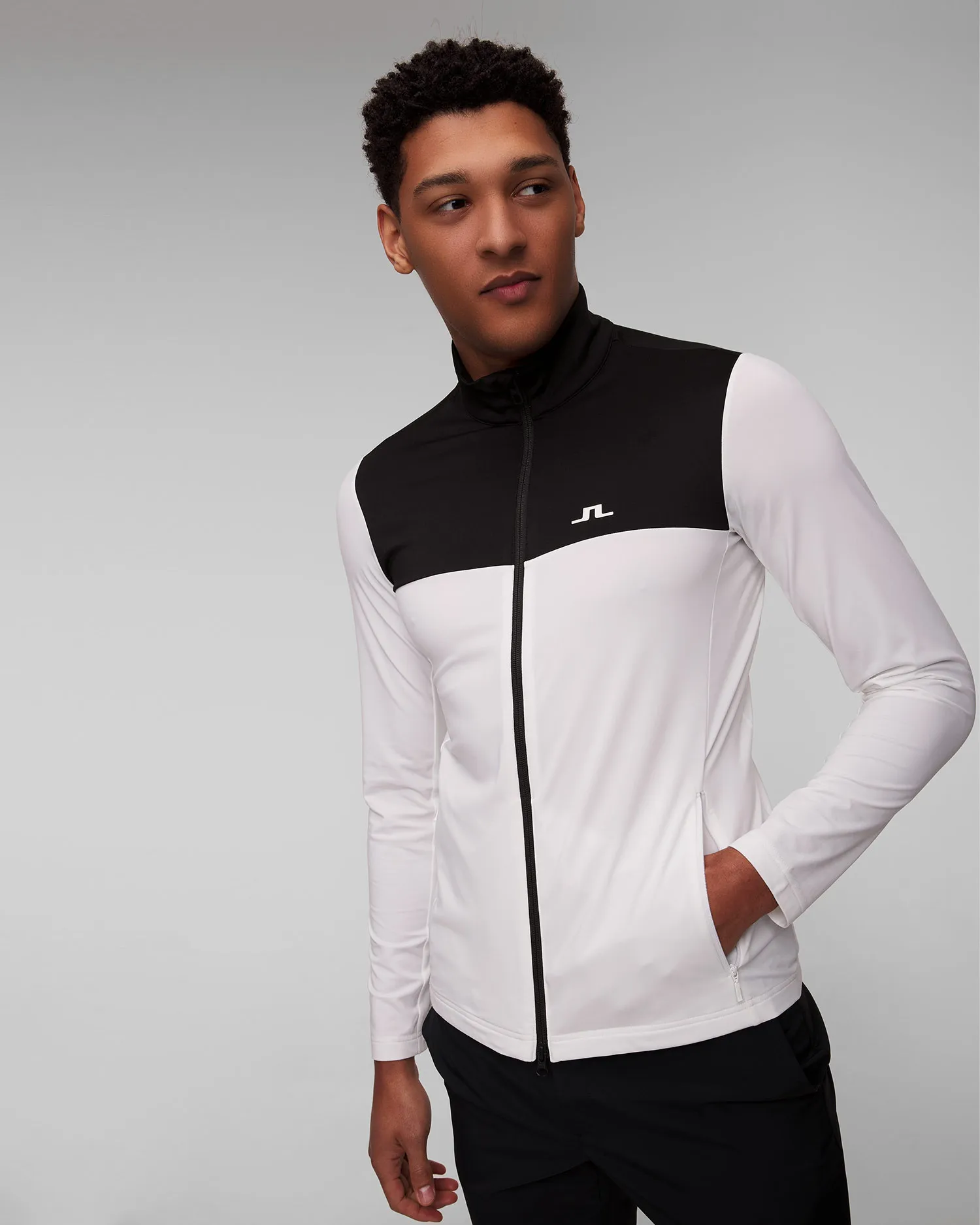 Felpa da uomo J.Lindeberg Banks Mid Layer GMJS10331-white