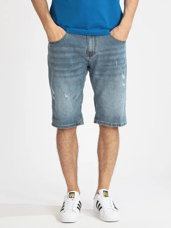 Frankie Malone Bermuda homme en jean avec déchirures