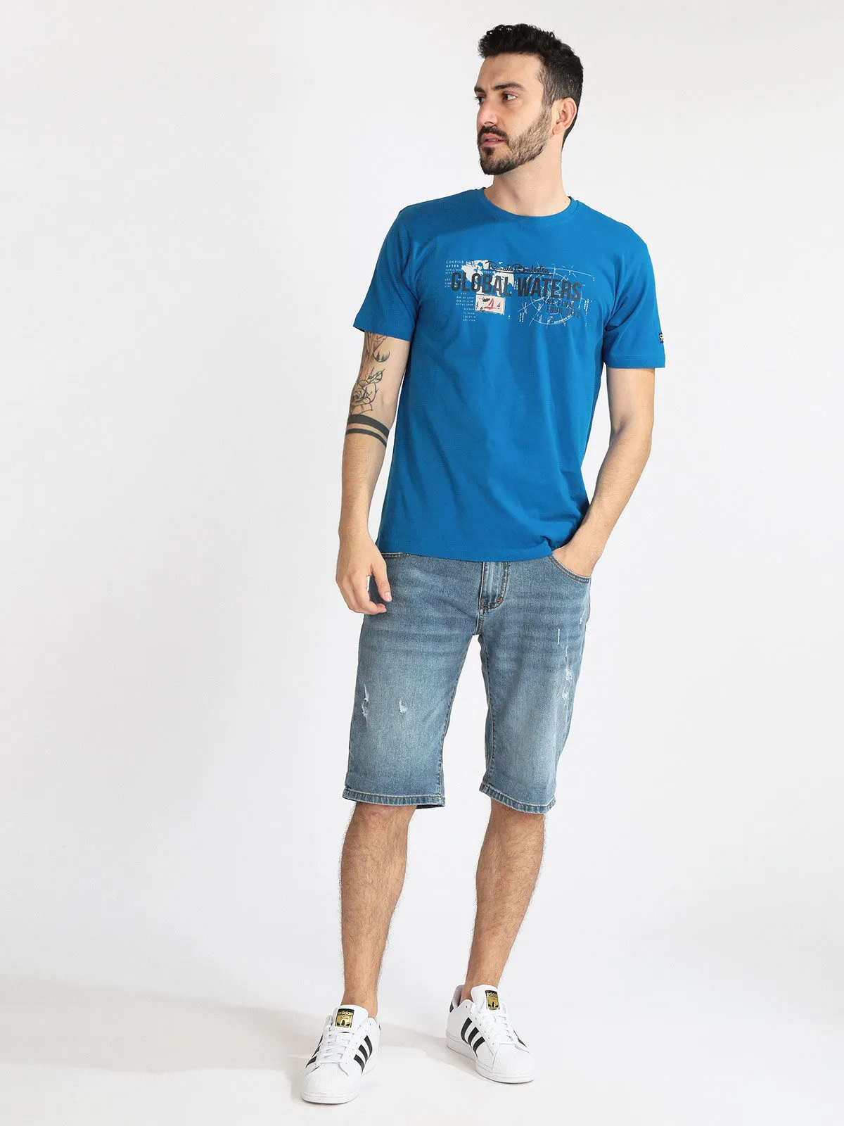 Frankie Malone Bermuda homme en jean avec déchirures