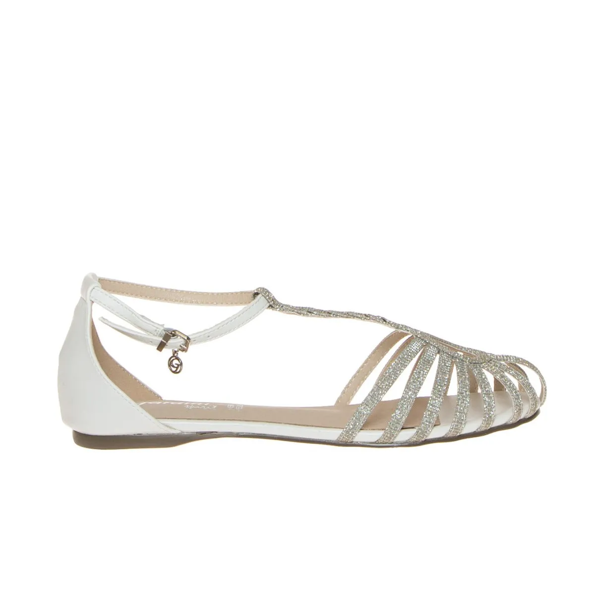 GARDINI SANDALO GABBIETTA 1708714 BRILLANTINI BIANCO  
