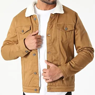Giacca di jeans con collo in montone 7004 Camel