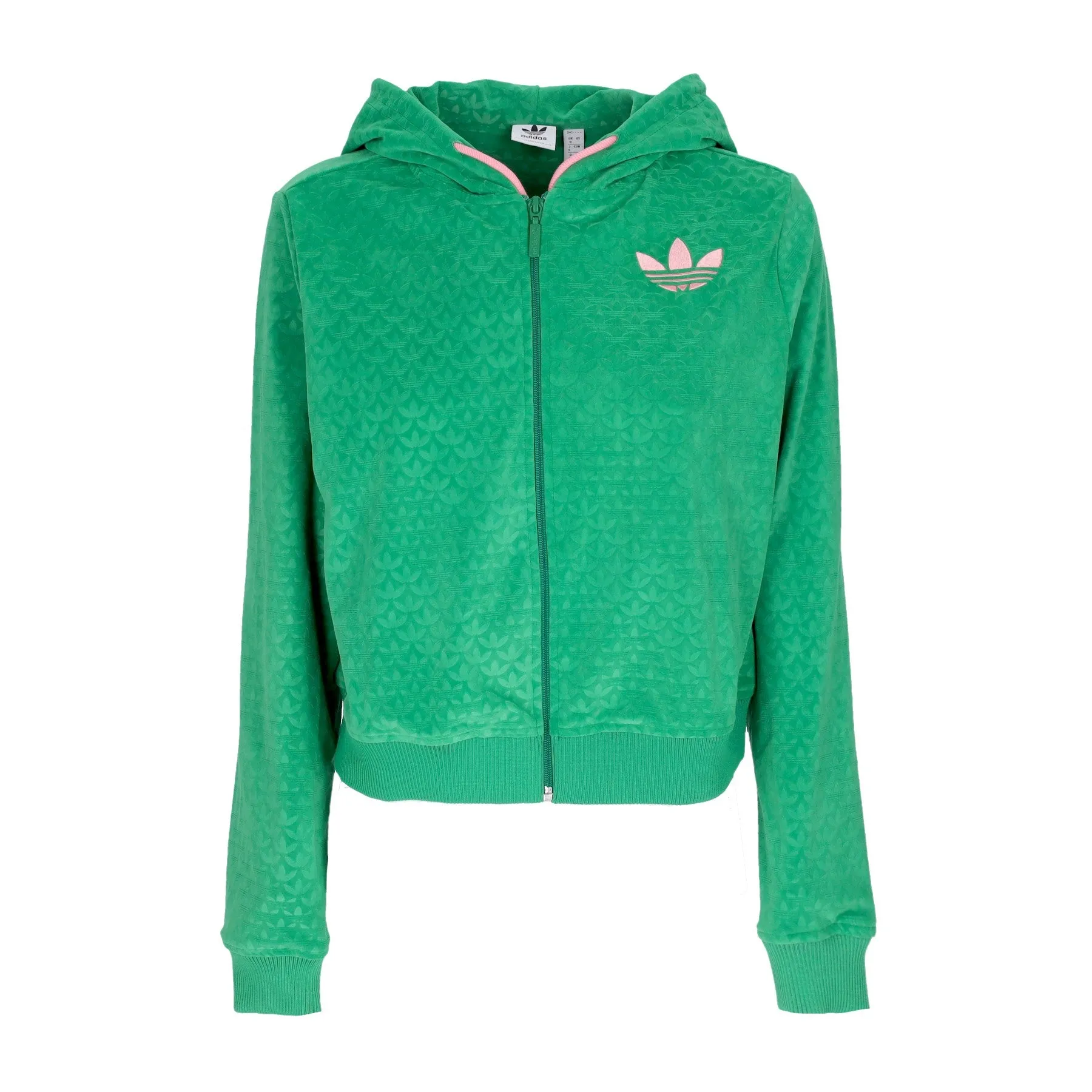 Giacca Tuta Cappuccio Donna Velour Zip Hood Green