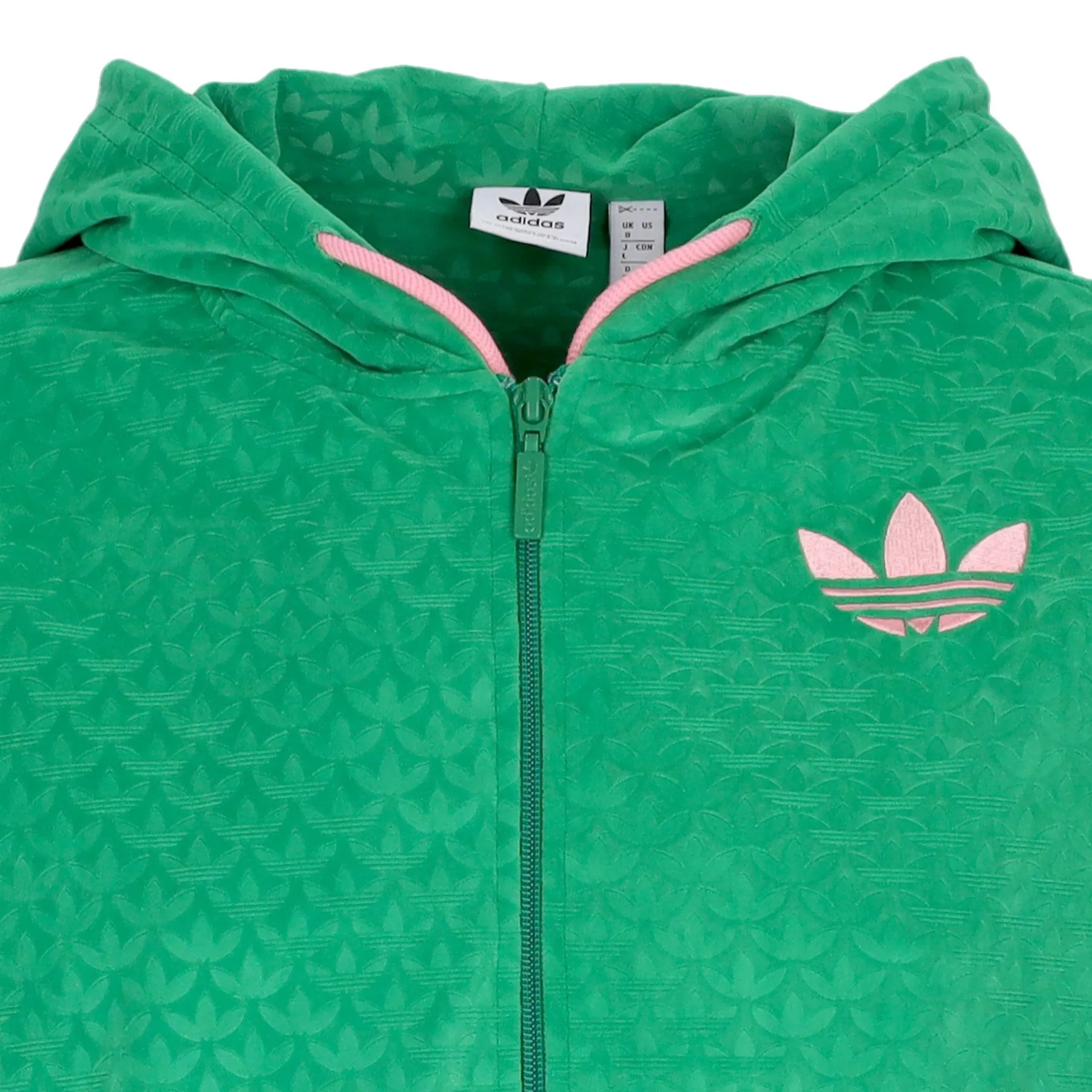 Giacca Tuta Cappuccio Donna Velour Zip Hood Green