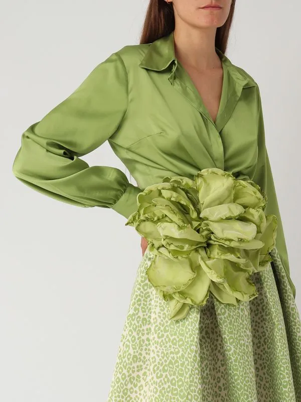 GIADA CURTI  Camicia donna Giada Curti in satin cropped con chiusura nodo Prato