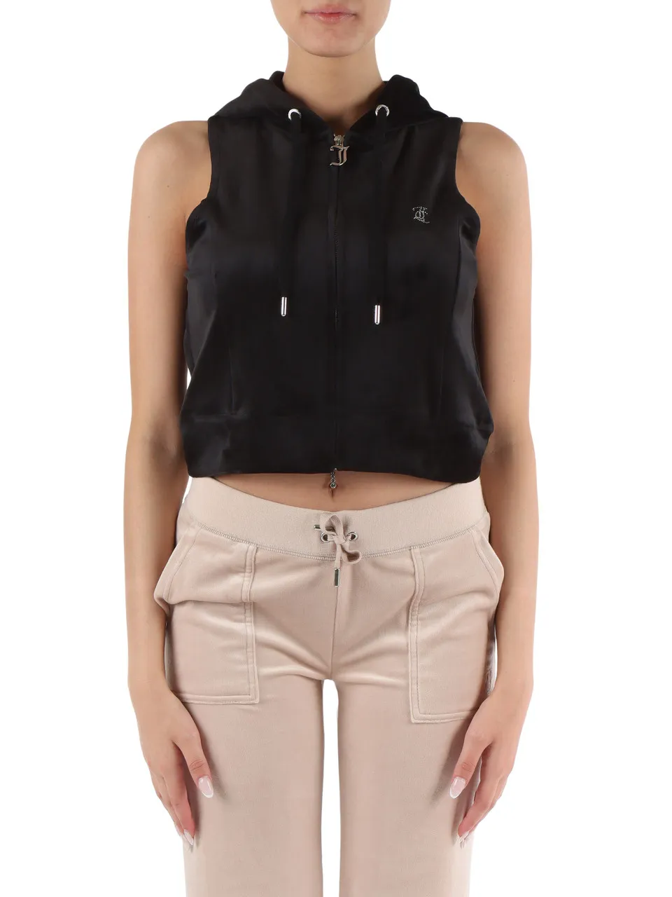 Gilet sportivo in velluto con cappuccio GILLY