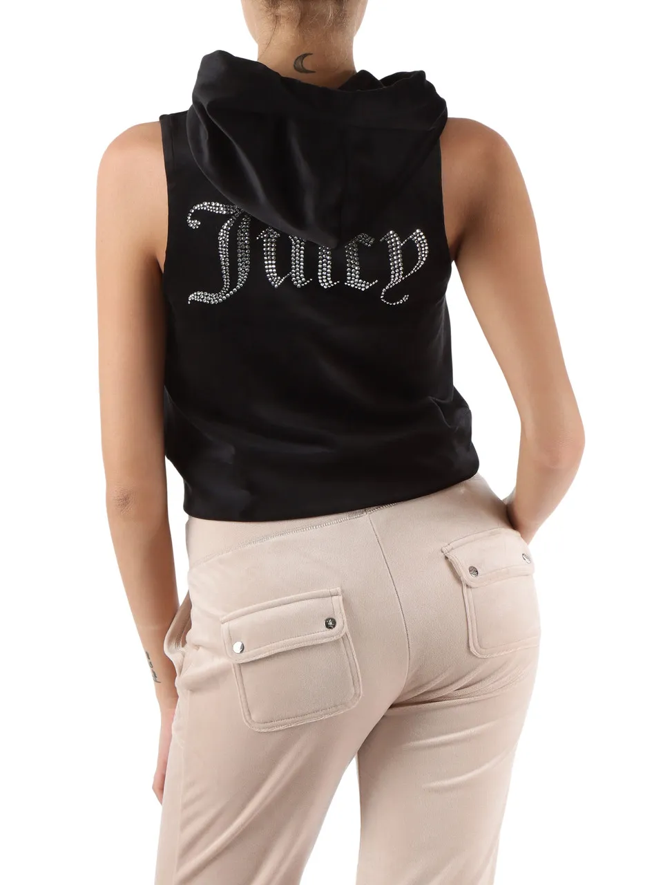 Gilet sportivo in velluto con cappuccio GILLY