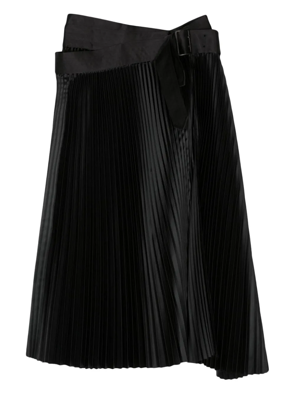 Gonna midi in raso a plissè in nero di Junya Watanabe - donna