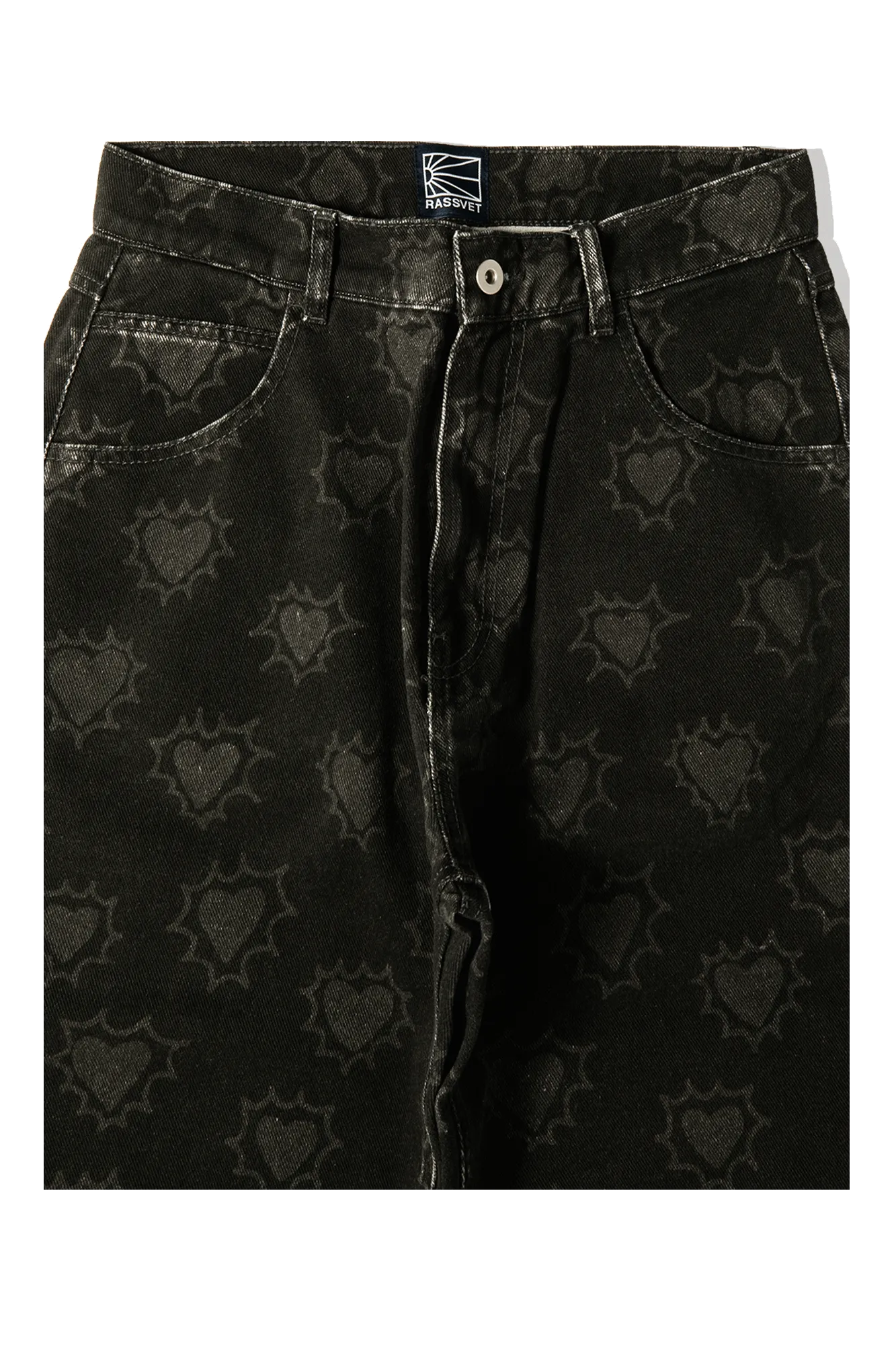 Hearts Print Denim Trousers