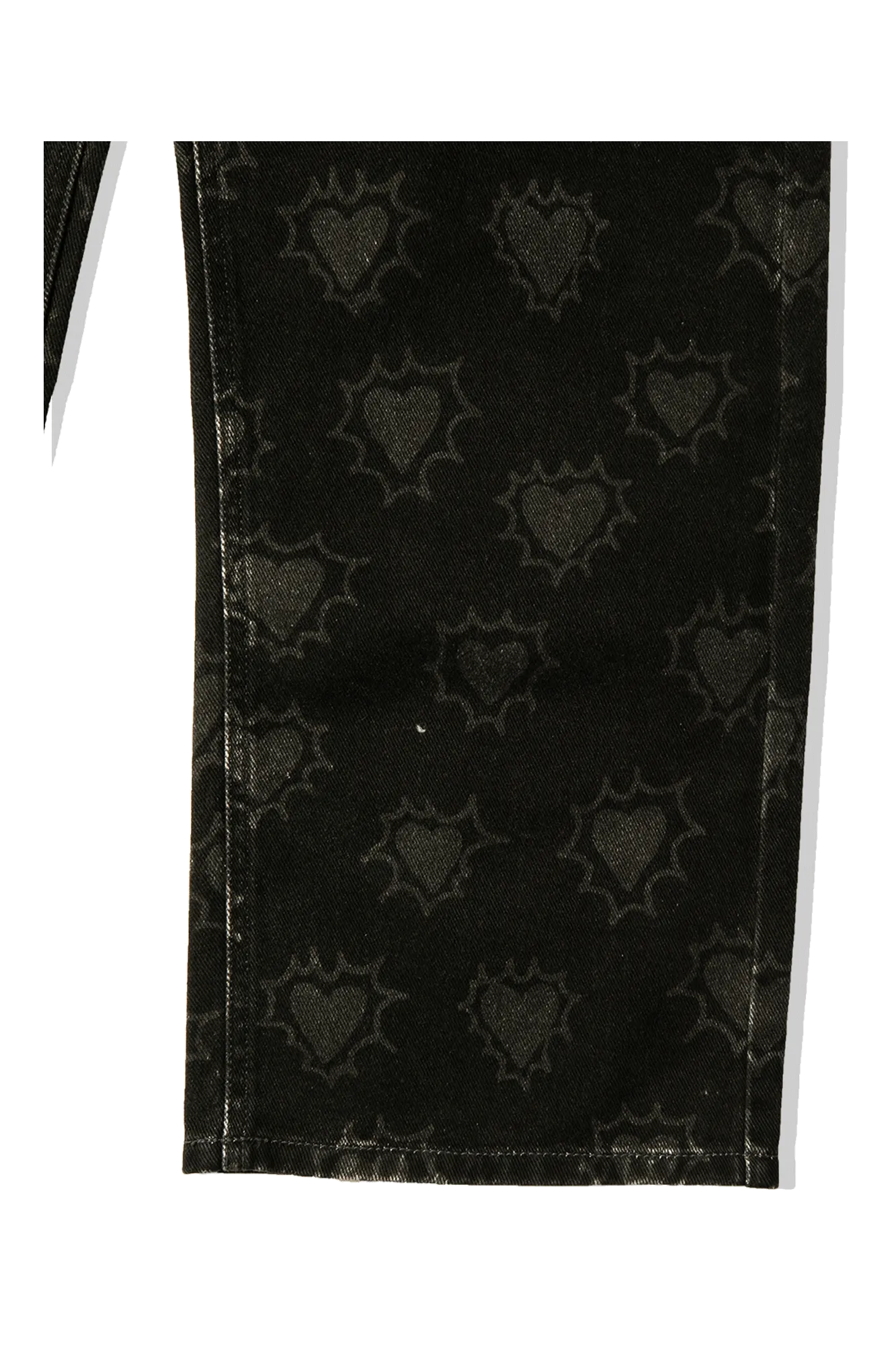 Hearts Print Denim Trousers
