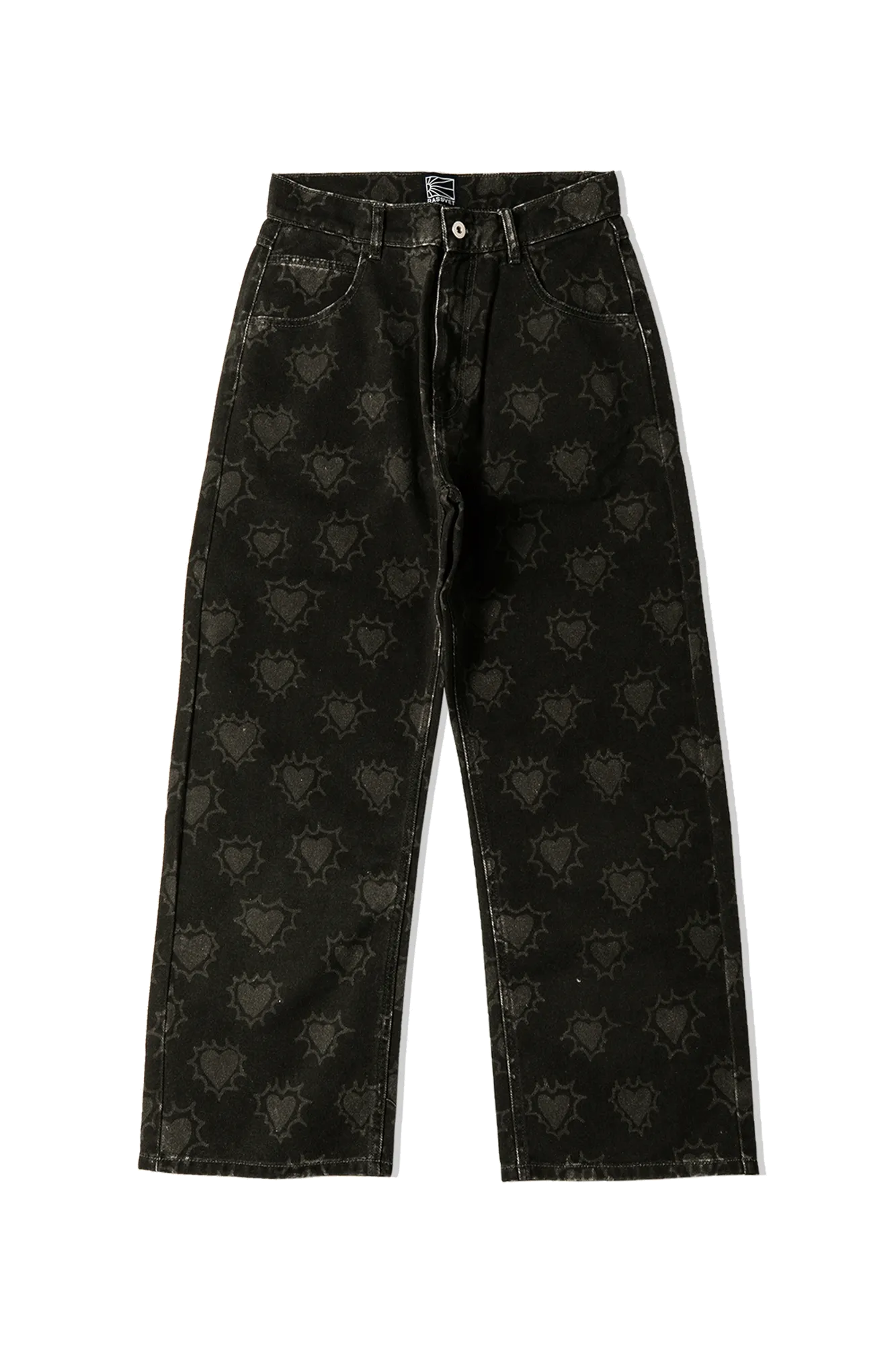 Hearts Print Denim Trousers
