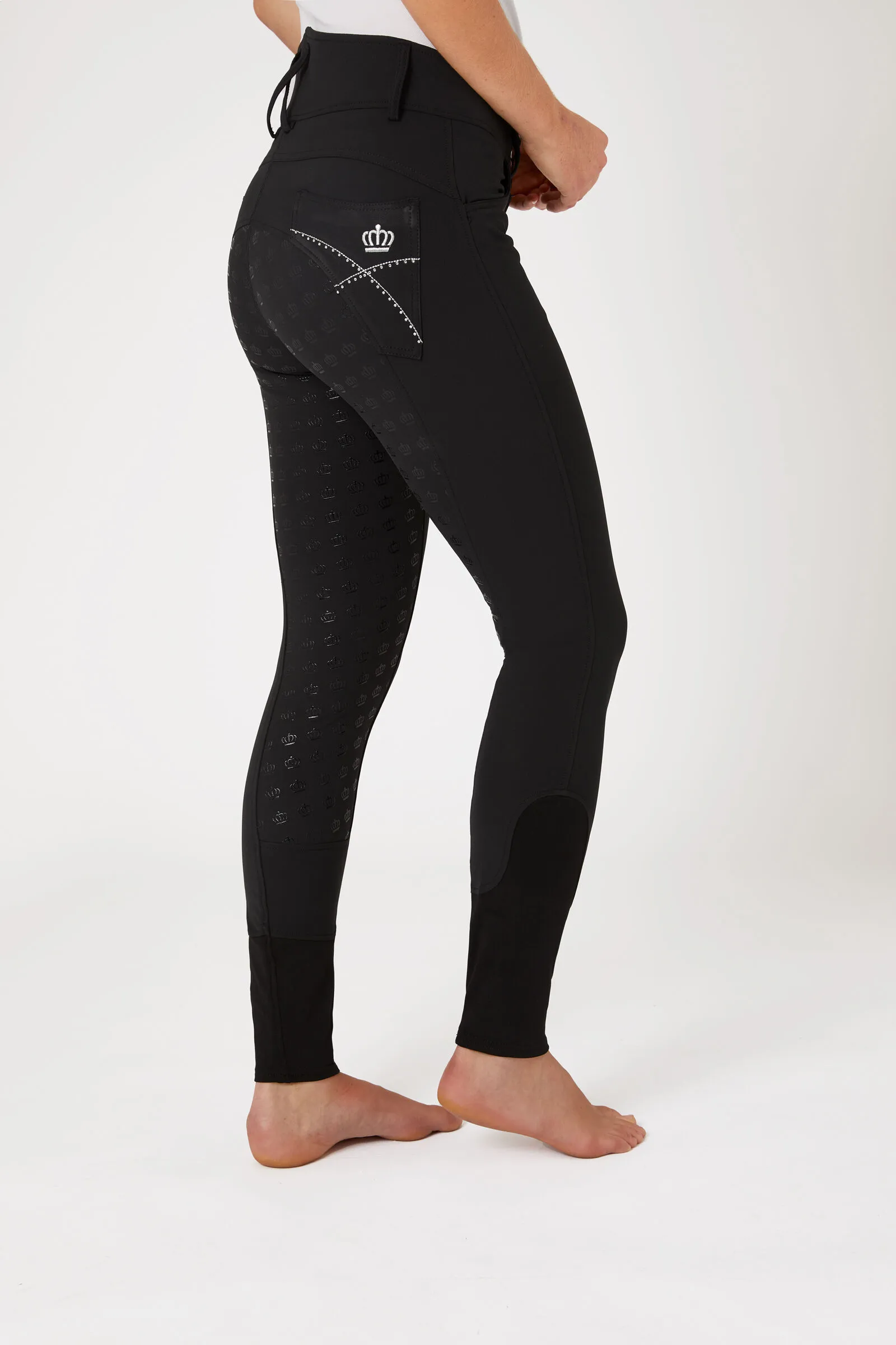 Horze Pantaloni da equitazione full in silicone con ricami e cristalli da donna