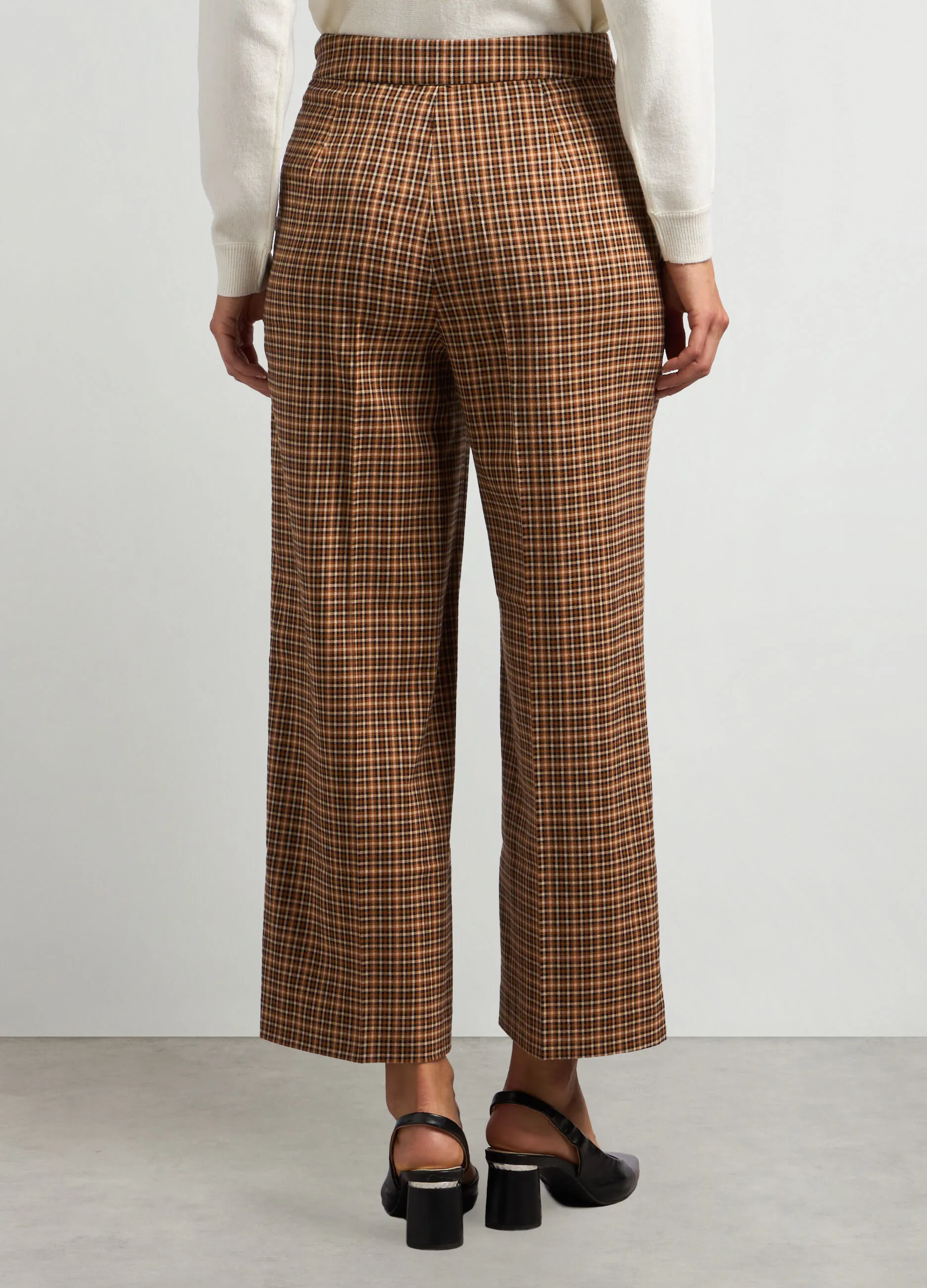 IWIE  Pantaloni palazzo a quadri in misto viscosa donna