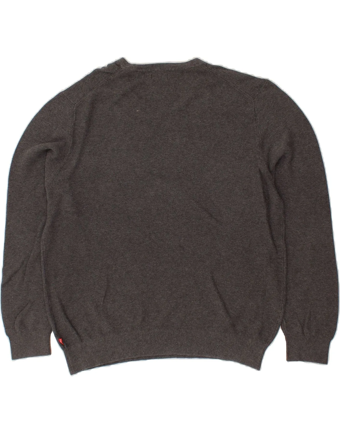 IZOD Mens V-Neck Jumper Sweater XL Grey Cotton