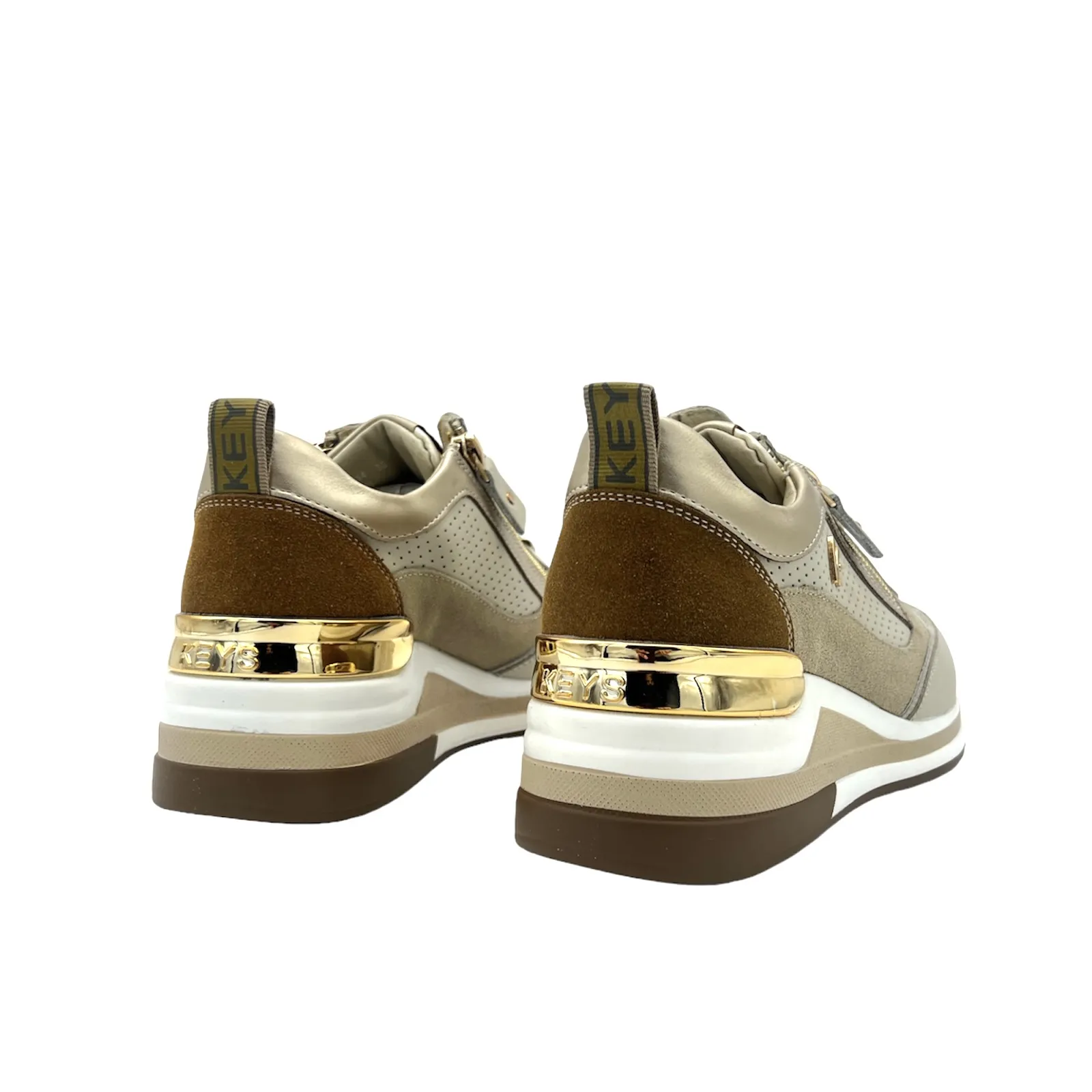 Keys Sneaker in pelle laserata e suede Beige