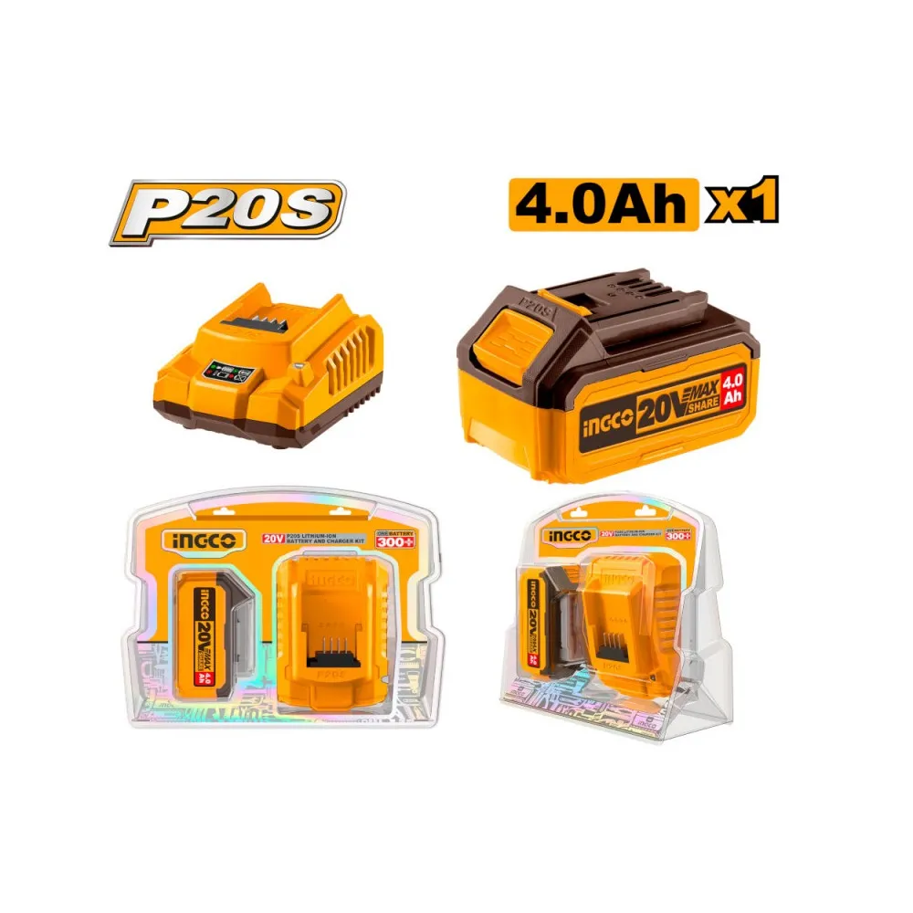 Kit batteria e caricabatteria  4AH Ingco  (FBLI2002+FCLI2001E)