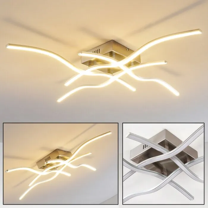 Kosola Plafoniera LED Nichel opaco, 4-Luci