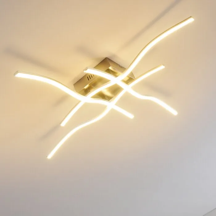Kosola Plafoniera LED Nichel opaco, 4-Luci