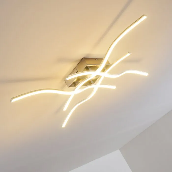 Kosola Plafoniera LED Nichel opaco, 4-Luci