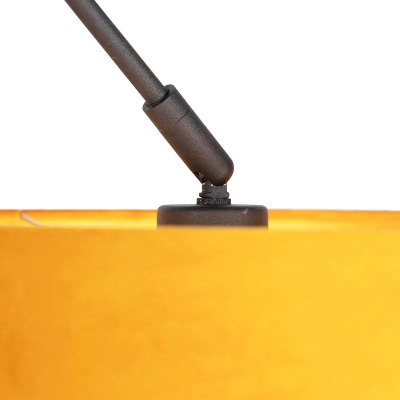 Lampada a sospensione con paralume in velluto ocra con oro 35 cm - Blitz I nero