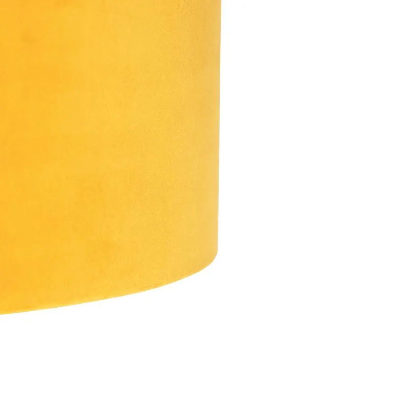 Lampada a sospensione con paralume in velluto ocra con oro 35 cm - Blitz I nero