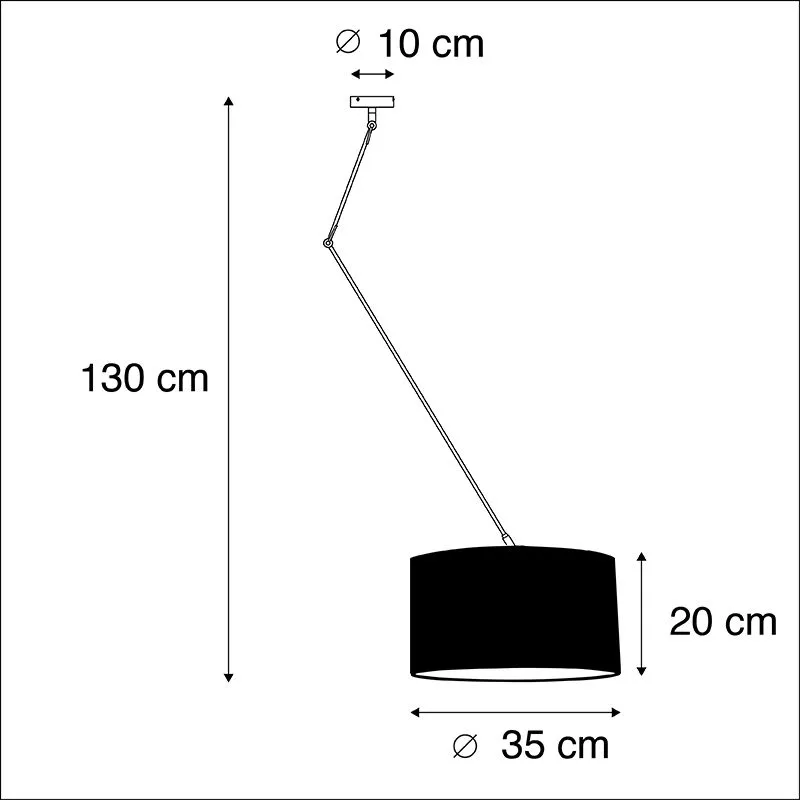 Lampada a sospensione con paralume in velluto ocra con oro 35 cm - Blitz I nero