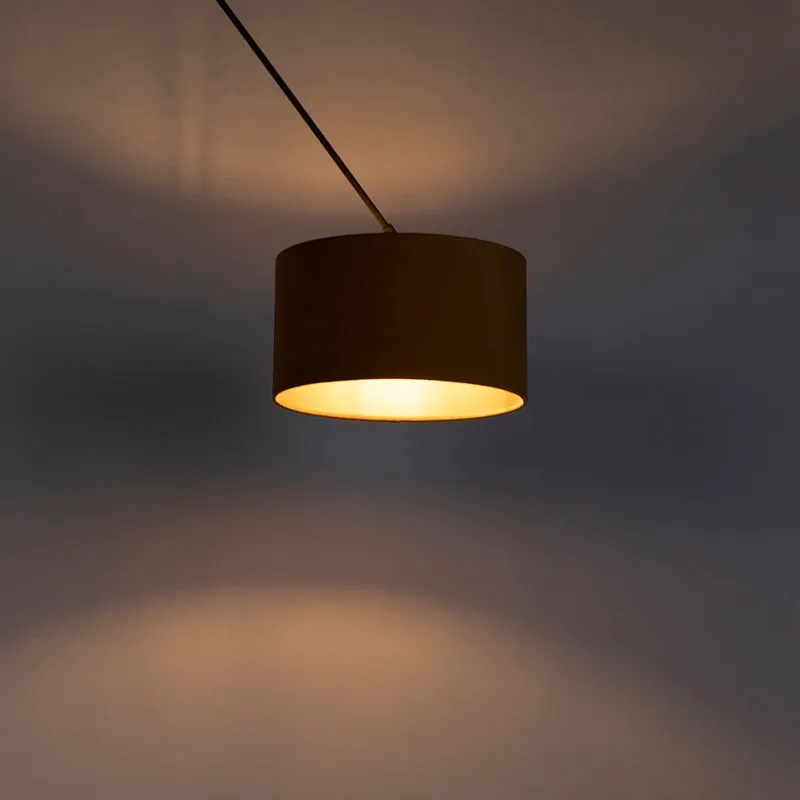 Lampada a sospensione con paralume in velluto ocra con oro 35 cm - Blitz I nero